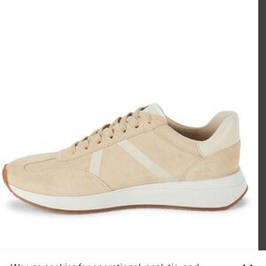 Vince Beige Suede Lace-Up Sneaker with Cream Accents